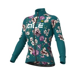 ALÉ Zimowa koszulka kolarska z długim rękawem - FIORI LADY WINTER - zielony