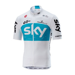 CASTELLI Koszulka kolarska z krótkim rękawem - SKY 2018 FAN - biały/jasnoniebieski