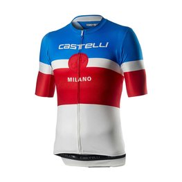 CASTELLI Koszulka kolarska z krótkim rękawem - MILANO - biały/niebieski/czerwony