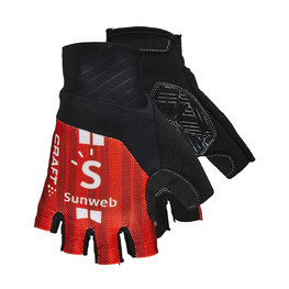 Kolarskie rękawiczki z krótkimi palcami - SUNWEB 2019  - czerwony/czarny