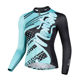 MONTON Letnia koszulka kolarska z długim rękawem - FERNYARN LADY SUMMER - zielony/czarny