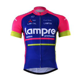 Koszulka kolarska z krótkim rękawem - LAMPRE 2017 - różowy/niebieski