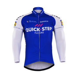 Zimowa koszulka kolarska z długim rękawem - QUICKSTEP 2017 WNT - biały/niebieski