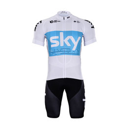 BONAVELO Krótka koszulka kolarska i spodenki - SKY 2018 - biały/niebieski/czarny