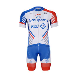 BONAVELO Krótka koszulka kolarska i spodenki - GROUPAMA FDJ 2020 - biały/czerwony/niebieski