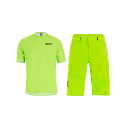 SANTINI Kolarska koszulka i spodnie MTB - SASSO MTB - zielony