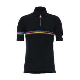 SANTINI Kolarska koszulka z krótkim rękawem - UCI RAINBOW WOOL - tęczowy/czarny