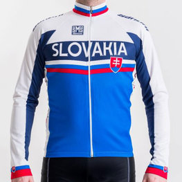 SANTINI Letnia koszulka kolarska z długim rękawem - TEAM SLOVAKIA '17 LS - czerwony/niebieski/biały