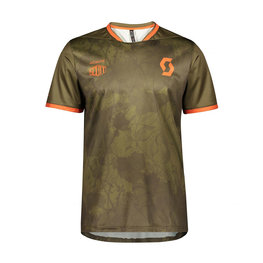 SCOTT Koszulka kolarska z krótkim rękawem - TRAIL FLOW - zielony/pomarańczowy