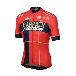 SPORTFUL Koszulka kolarska z krótkim rękawem - BAHRAIN MERIDA 2019 - czerwony/niebieski