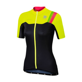 SPORTFUL Koszulka kolarska z krótkim rękawem - BODYFIT PRO LADY - czarny/żółty