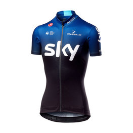 CASTELLI Koszulka kolarska z krótkim rękawem - TEAM SKY FAN 2019 - biały/czarny/niebieski