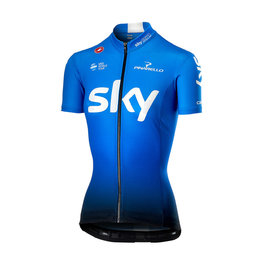 CASTELLI Koszulka kolarska z krótkim rękawem - TEAM SKY FAN 2019 - jasnoniebieski/biały/czarny